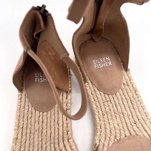 EILEEN FISHER Lala Espadrille Womens 9 Tan Tumbled Leather Ankle Strap D'orsay - Picture 6 of 11
